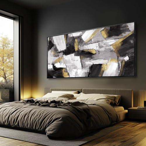 Large Abstract Wall Art for Living Room Gold Abstract Maximalist Decor for Bedroom Home Office Decor 30x60 Inch Ready to Hang