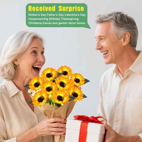 4 Pack Solar Sunflower Lights with 24 Solar Flowers Garden Decor (2 Count)