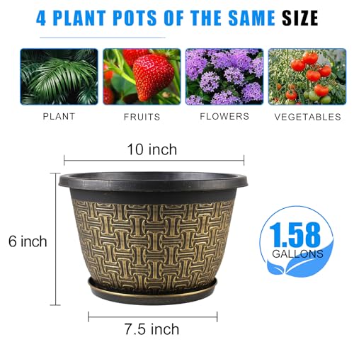 10 Inch Plant Pots (4 Count)