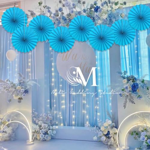 Blue Hanging Paper Fans 10in Hanging Paper Fans DIY Set (30 Count)