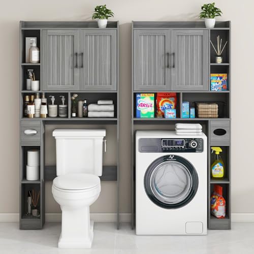 Farmhouse Over The Toilet Storage Cabinet with Barn Door