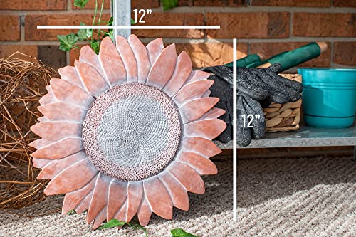 NAT & Jules Sunflower Shaped Dimensional Indoor Outdoor 12 inch Cast Resin Decorative Garden Stepping Stone