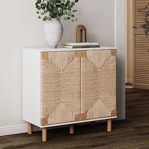 Beacon Accent Natural Sideboard Storage Cabinet with Adjustable Interior Shelf and Seagrass Doors
