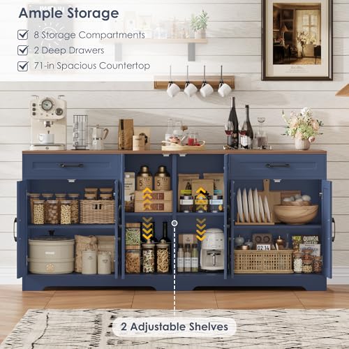 71” Large Sideboard Buffet Cabinet with Storage