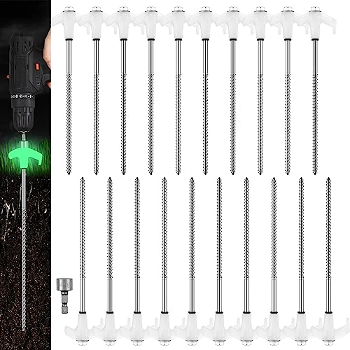 20 Pcs 8" Screw in Tent Stakes Ground Anchors (20 Count)