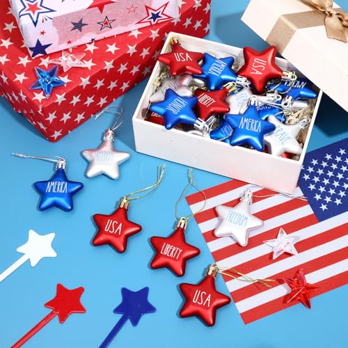 24 Pcs 4th of July Patriotic Tree Ornaments (10 Count)