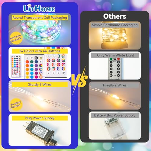99 FT Color Changing Led Fairy Lights Plug in with Remote
