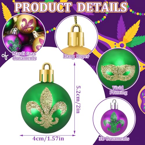 24 PCS Mardi Gras Tree Ornaments (24 Count)