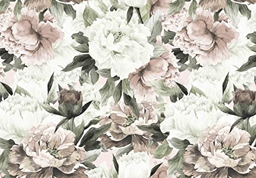 Roses and Banana Leaves Wall Mural Wallpaper for Bedroom and Living Room (110.1 Sq Ft)