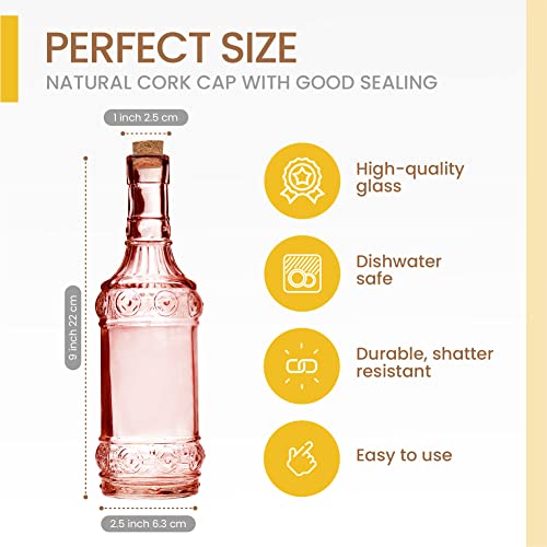 Assorted Reddish Glass Bottles with Corks (6 Count)