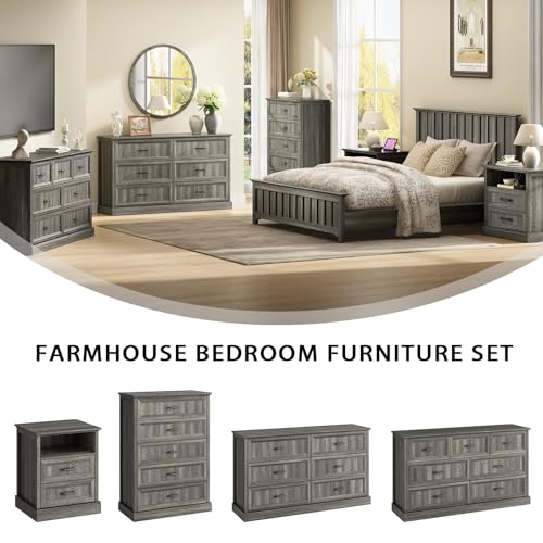 Farmhouse 6 Drawer Dresser for Bedroom