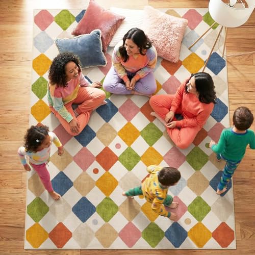 7x9 Area Rug Washable Kids Rug Colorful Classroom Playroom Mat (63 Sq Ft)