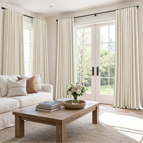 100% Blackout Back Tab Pleat Linen Curtains 50" Wx102 L (2 Count)
