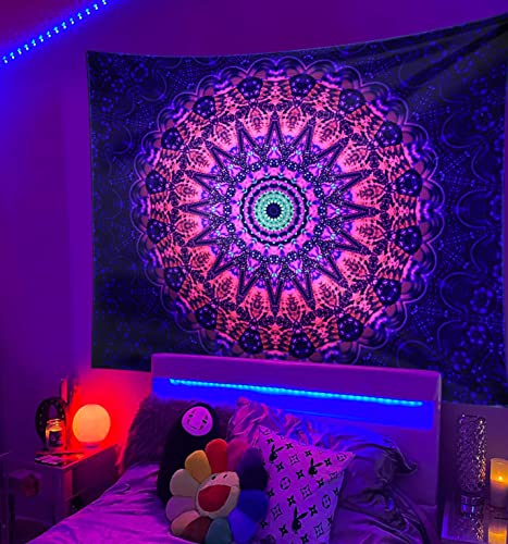 Blacklight Mandala Tapestry