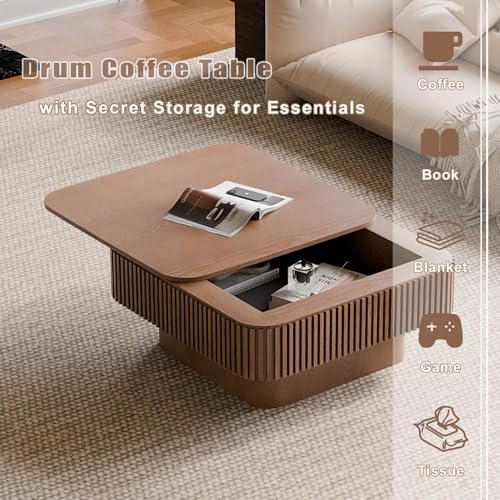 Square Small Coffee Table with Storage