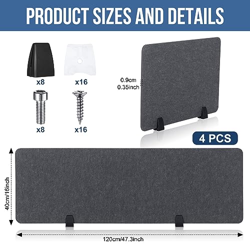 4 Pack Acoustic Desk Divider Soundproof Desk Privacy Panel Freestanding Partitions Sound Absorbing Divider for Office Reduce Noise and Visual Distractions 47.3" x 16"