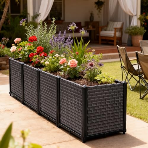 Large Planters for Outdoor Plants 20" Tall Planter Box (4 Count)