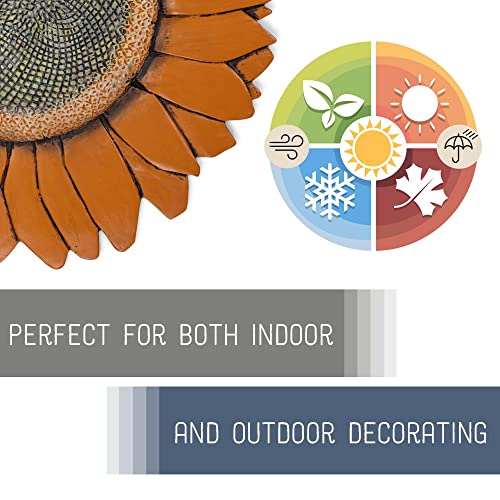 NAT & Jules Sunflower Shaped Dimensional Indoor Outdoor 12 inch Cast Resin Decorative Garden Stepping Stone