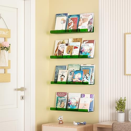 4 Pcs 15" Acrylic Shelves for Wall Decor and Display (4 Count)