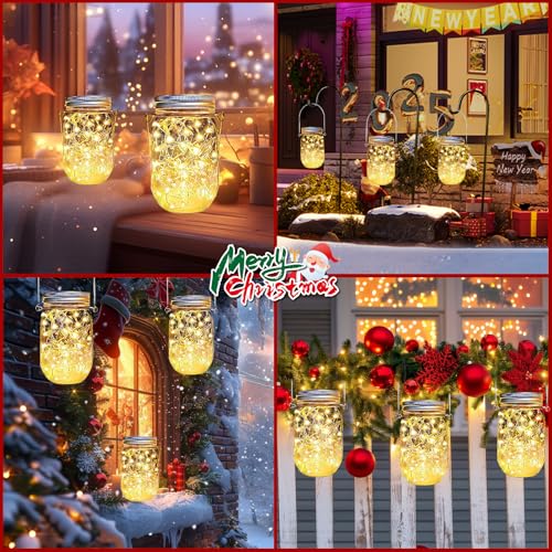 Solar Mason Jar Lid Lights 12 Pack 30 LED Waterproof Outdoor Decor