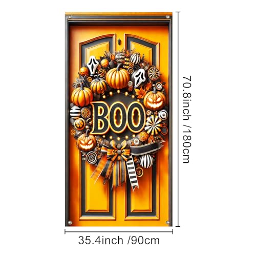 Halloween Door Banner Boo Pumpkin 35x71 Inch Polyester