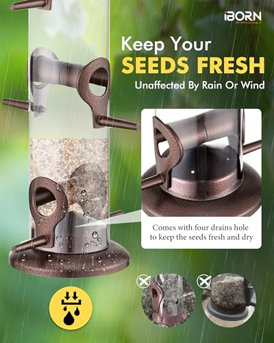 Bird Feeders for Outdoors 15" 6 Ports Chew