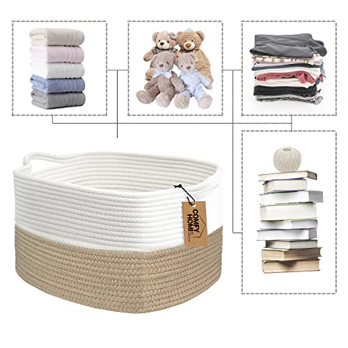 Cotton Rope Woven Basket with Handles for Shelves