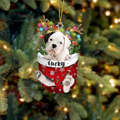 White Boxer Christmas Tree Ornament