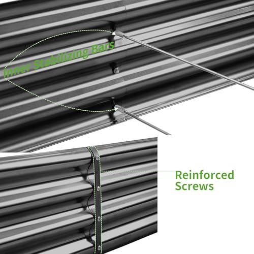 3 Pack 8×4×1ft Galvanized Metal Raised Garden Bed (3 Count)
