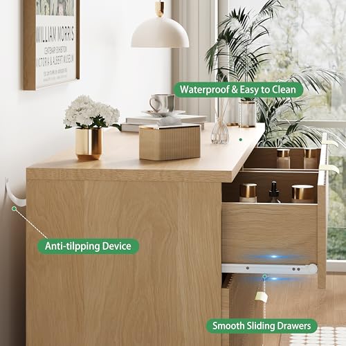 Fluted Dresser for Bedroom with 6 Drawers