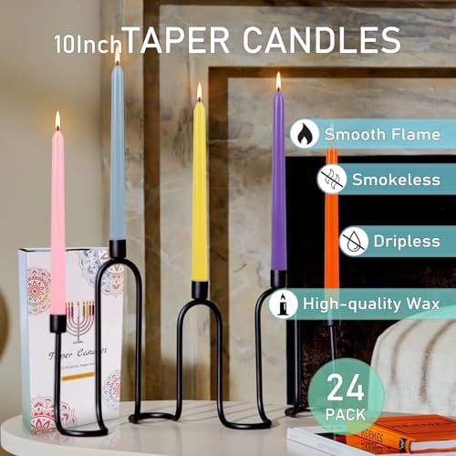 24 Pack 10" Tall Colored Taper Candles (24 Count)