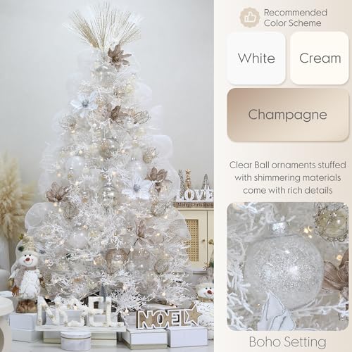 20 Pack Clear Christmas Ball Ornaments with Fillers (20 Count)