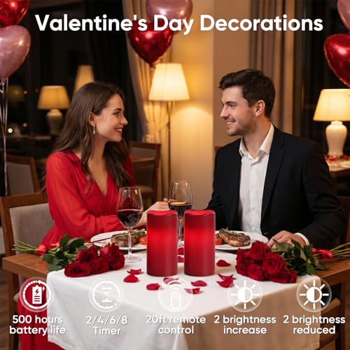 3"x6" Red Flameless Candles with Remote (6 Count)