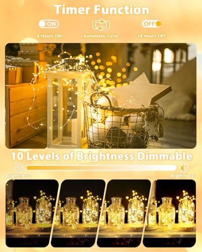 8 Pack 60 LED Fairy Lights Battery Operated with Remote