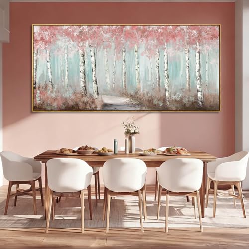 Large Pink Birch Tree forest Wall Art