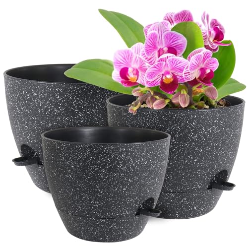 12/10/9 inch Self Watering Pots for Indoor Outdoor Plants, Set of 3 (3 Count)