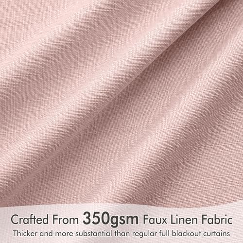 100% Blackout Back Tab Pleat Linen Curtains 50" Wx63 L (2 Count)