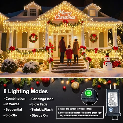 33FT 400 LED Icicle Lights for Outside
