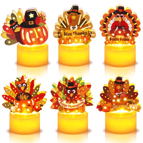 Thanksgiving Decorations Indoor 12 Pack Turkey Flameless LED Candles Battery Operated Tea Lights for Thanksgiving Table Decorations Centerpieces (12 Count)