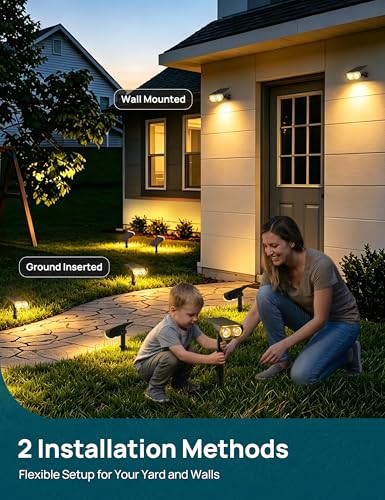 Solar Lights Outdoor Waterproof LED Spotlights Warm White 2 Pack (2 Count)
