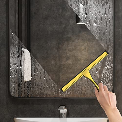 All Purpose Stainless Steel Shower Squeegee for Shower Doors with 2 Adhesive Hooks