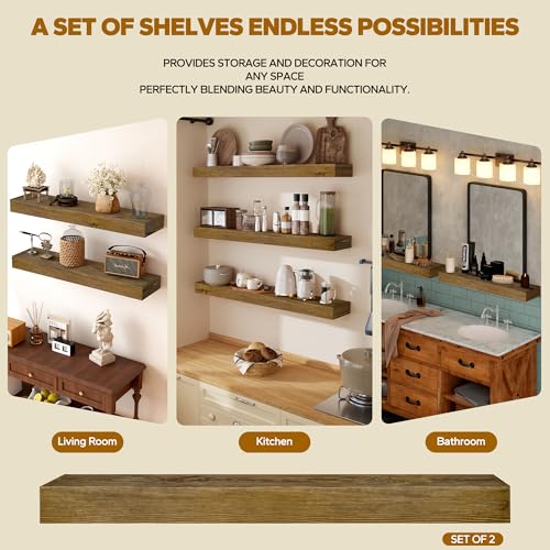 Floating Shelves 3 inch Thick for Wall Set of 2 (2 Count)