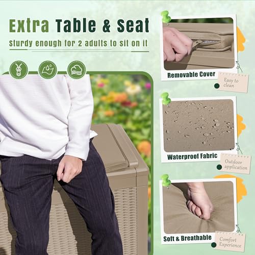 100 Gallon Resin Deck Box Large Outdoor Storage with Cushions for Patio Furniture