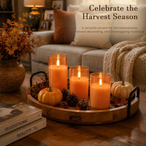 Orange Glass Flameless Candles