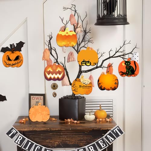 90 Pcs Thanksgiving Pumpkin Wooden Cutouts Unfinished Wood Crafts Pumpkin Wooden Pumpkins Ornaments to Paint Decorations DIY Blank Fall Pumpkin Shapes Discs Halloween 3.9x3.5 Inch (94 Count)