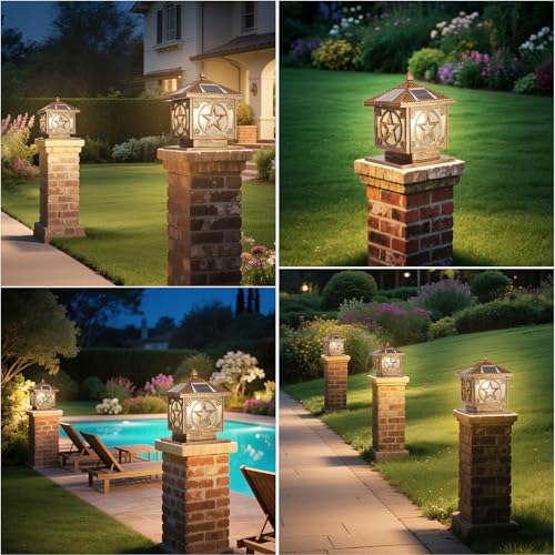Outdoor Solar Post Light with Remote