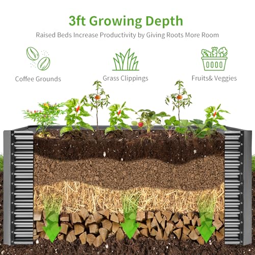 8x4x3ft Rectangular Galvanized Raised Garden Beds