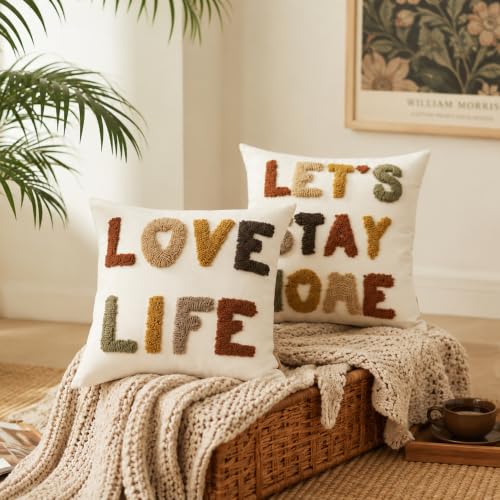 Boho Throw Pillow Covers 18*18 Tufted Fall Decorations for Sofa