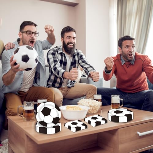 2026 World Soccer Ball Party Paper Plates and Napkins Disposable Father's Day 9 inch 20 pcs Dessert Cake Plates & 20 pcs Napkins Tableware for Fruit Cake Party Decorations (40 Count)