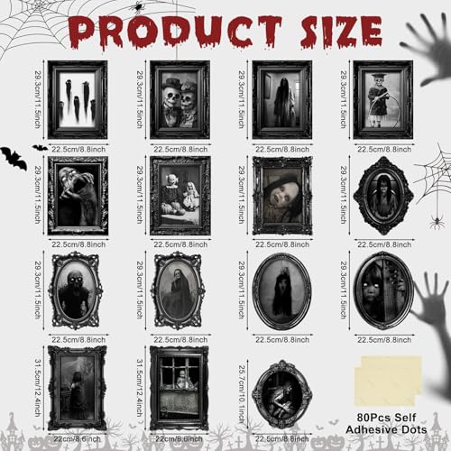 15 Halloween Gothic Creepy Skull Photos Haunted Horror Picture Frame (15 Count)